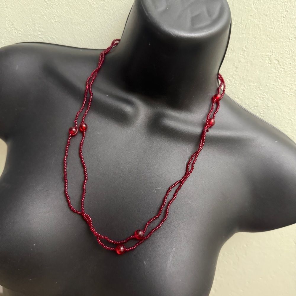 Elegant Red Beaded Necklace